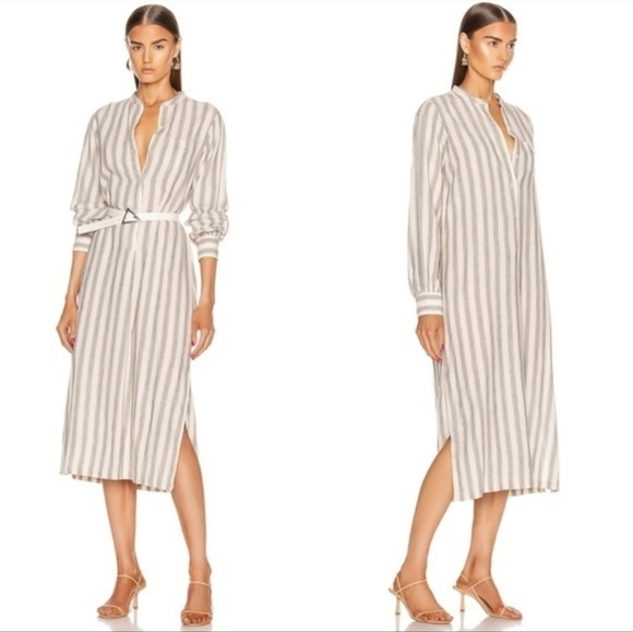 Nili Lotan FLAWED Malia Striped Button Dress Small - Picture 4 of 16